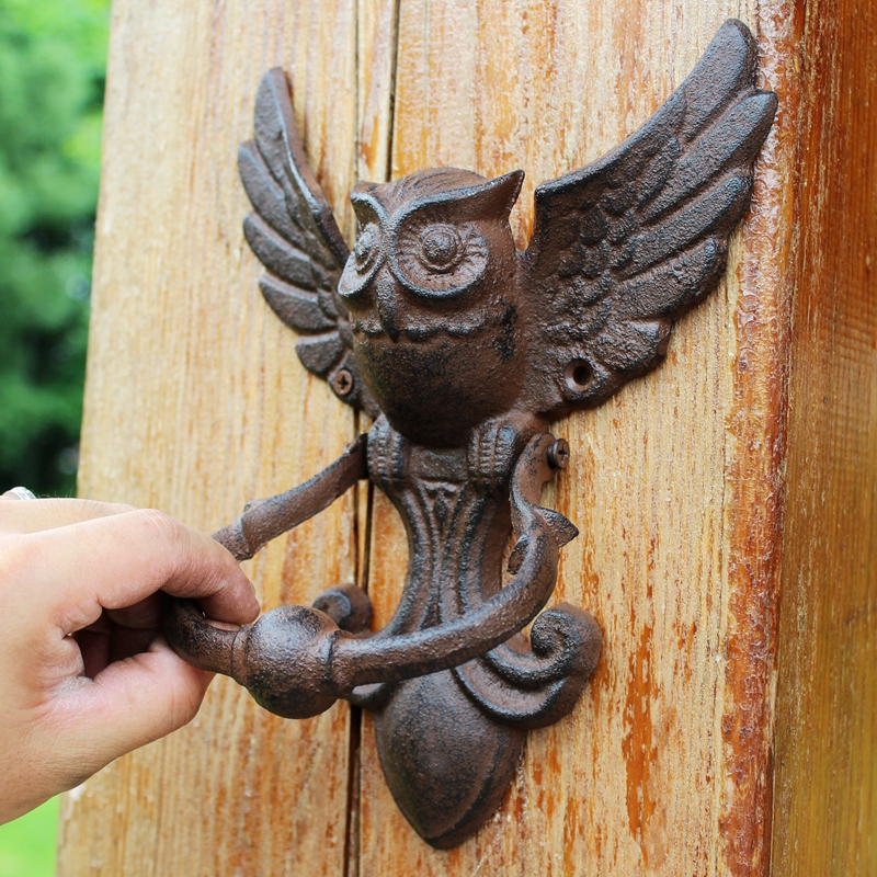 Art Craft Door - ريفي البومة الحديد الزهر مقرعة الباب