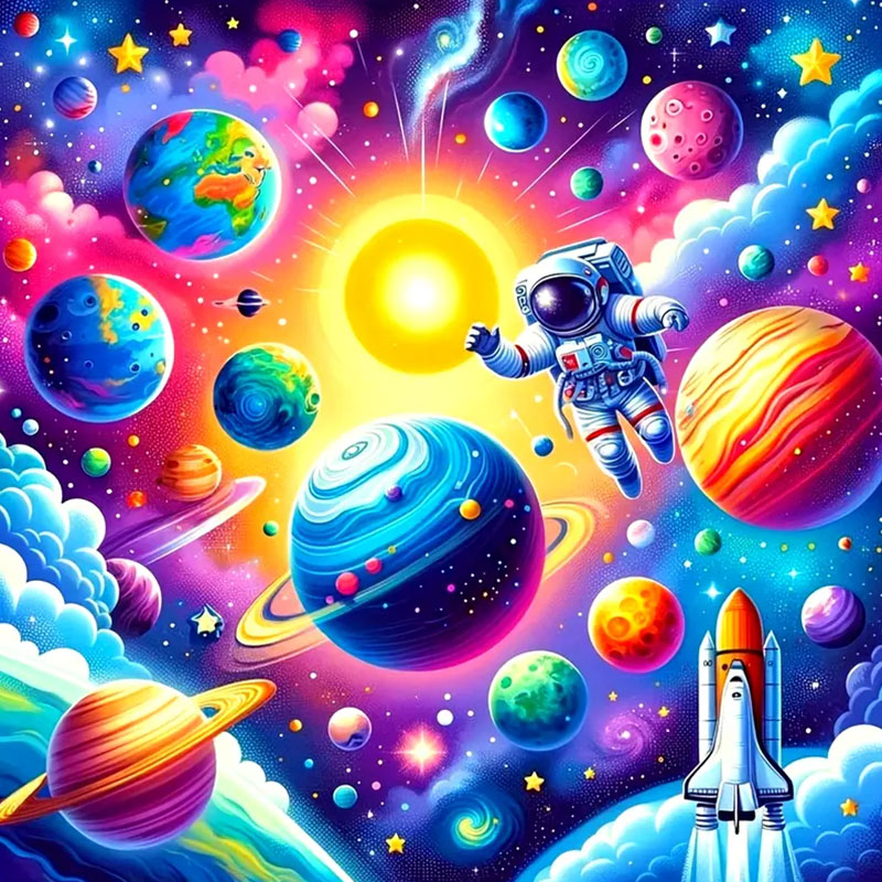 Art Craft Kits For Adults - مجموعة رسم بالألماس بنمط مناظر فضائية،