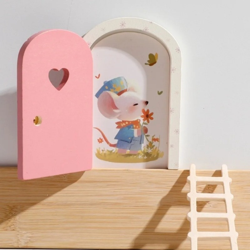Art Craft Door - باب الجنيات الخشبي المصغر المضيء، ديكور