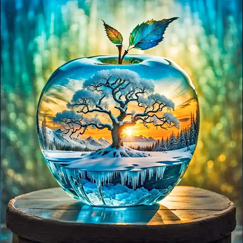 Art Craft Kits For Adults - مجموعة ألوان ماسية بنمط التفاح، مجموعة