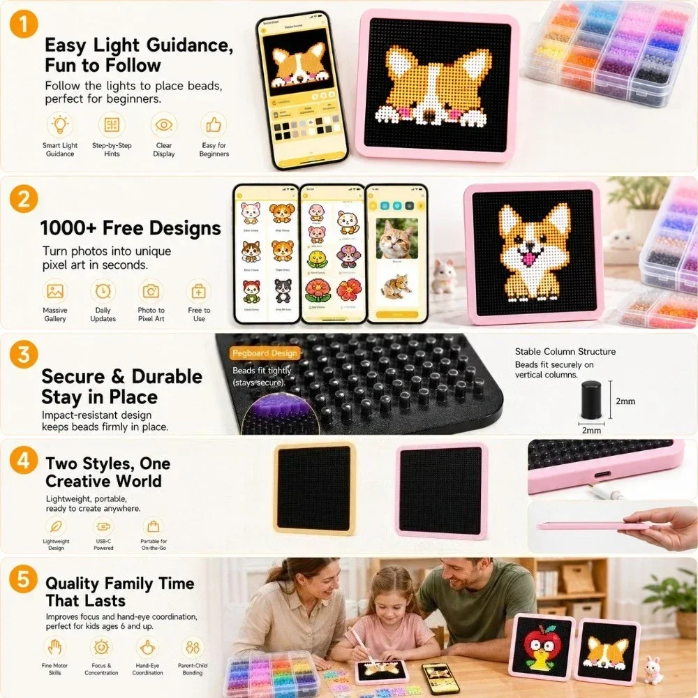 لوحة إضاءة LED ذكية بخرزات قاب - مراجعة Art Crafting وسعره